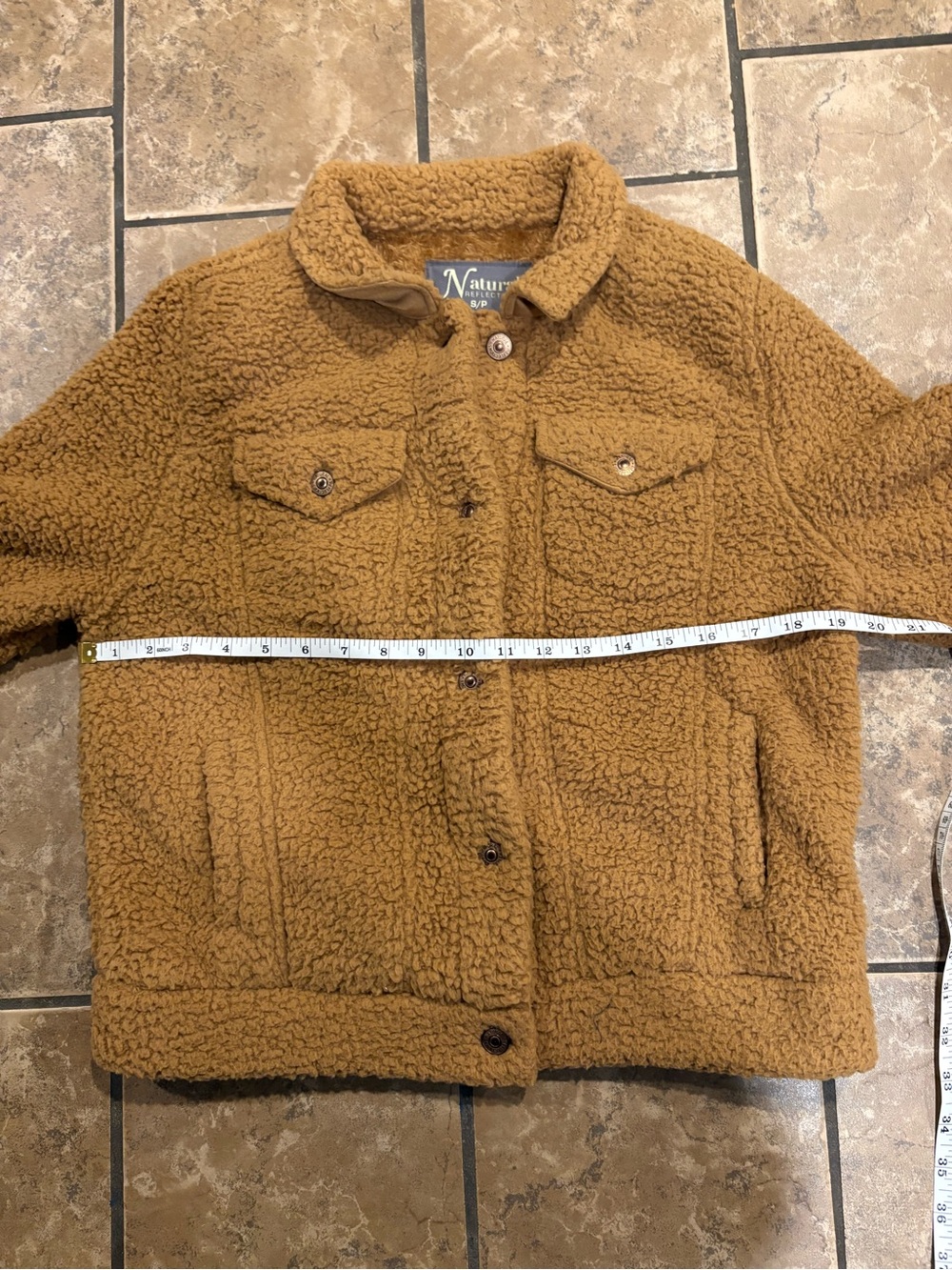 Natural Reflections Sherpa Fleece Trucker Jacket Camel Brown women’s small NWT - Picture 12 of 17